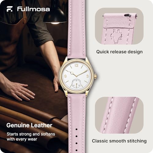 Image of Fullmosa Watch Band, Quick Release Leather Watch Strap Compatible with Samsung Galaxy Garmin for Men Women, Replacement Bands Width 12mm 14mm 16mm 18mm 19mm 20mm 21mm 22mm 24mm