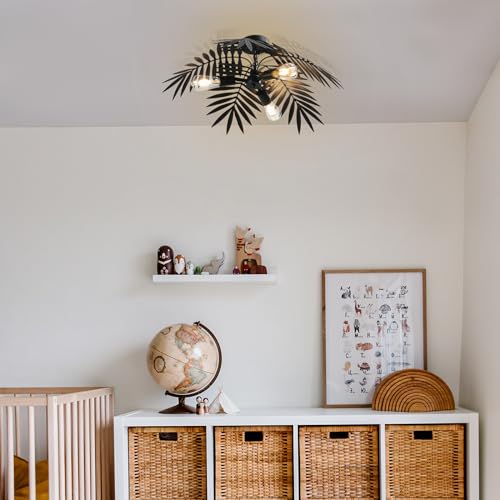 Newrays 3-Light Vintage Black Tropical Coconut Leaves Ceiling Lamp by Newrays - Used condition - Image 3