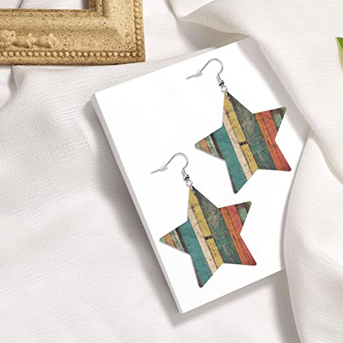Wood Grain Faux Leather Earrings Lightweight Dangle Earrings For Women Girls #TOP7