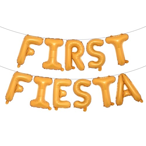 Image of First Fiesta Birthday Decorations Mexican 1st Birthday Party Supplies Multicolor First Fiesta Balloons Mexican Uno Cactus Banner for Cinco De Mayo Taco Bout Uno Party Decor (FIRST FIESTA Orange)