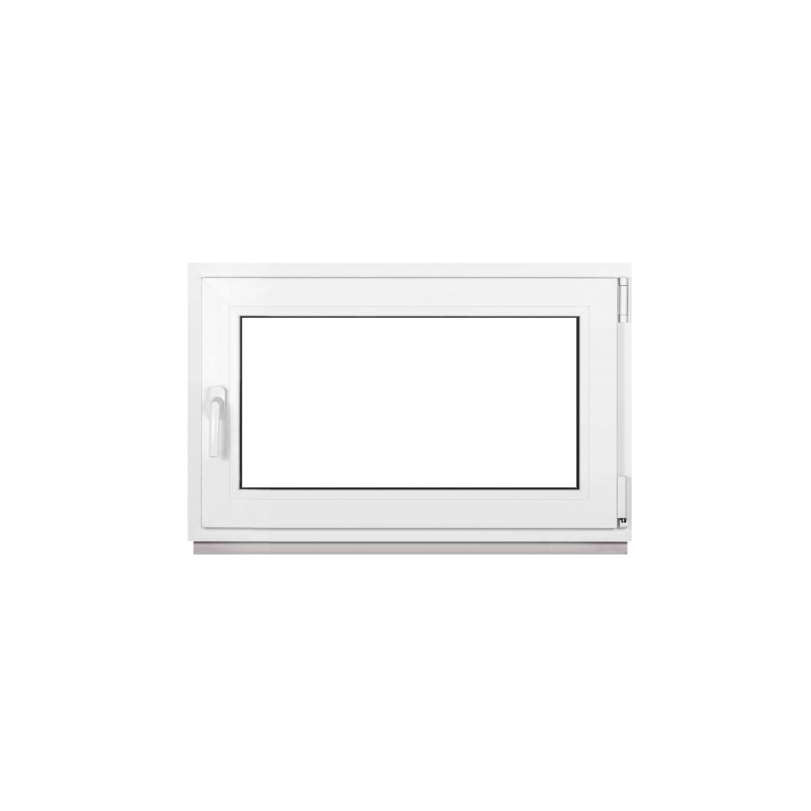 Finestra Seminterrata Piccola in PVC Bianco, Larghezza x Altezza 100 x 50 cm (1000 x 500 mm), Doppi Vetri (32 mm), Anta-Ribalta, Girevole DIN Destra – Premium