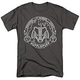 Popfunk Harry Potter Hufflepuff Line Art Badge Unisex Adult T Shirt (Large) Charcoal