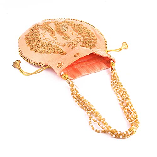 Indian Handicraft Women's Silk Ethnic Rajasthani Potli Bag , Baby Pink - Image 4