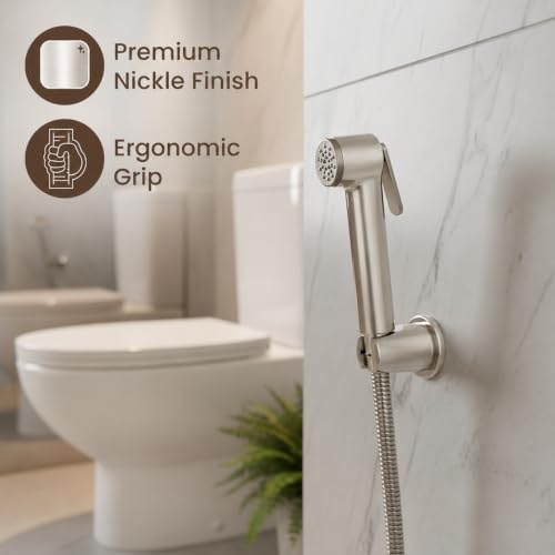 Image of Colston Premium Health Faucet for Bathroom | Made of ABS & SS 304 | Comes with 1.25-Meter Stainless Steel Tube | Wall Mounted Jet Spray for Toilet