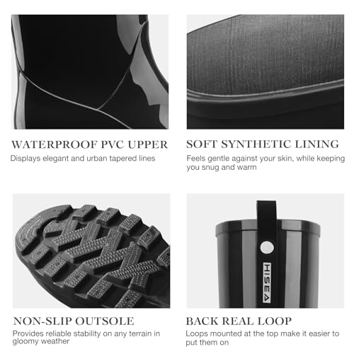 HISEA Rain Boots for Women Waterproof Garden Boots, Knee High Rain Shoes, Non Slip Seamless Welly3