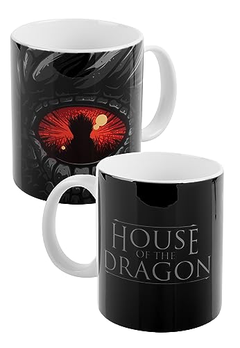 United Labels House of the Dragon - Taza de café (cerámica, 320 ml), diseño de ojo de dragón, color negro