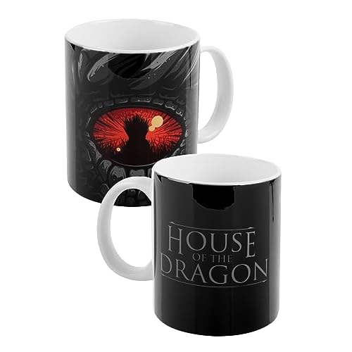 United Labels House of the Dragon - Taza de café (cerámica, 320 ml), diseño de ojo de dragón, color negro