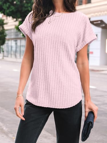 Image of AUTOMET Womens Short Sleeve Tops Fall Shirts 2026 Lightweight Sweater | Dressy Casual Blouse, Fashion Summer Clothing, Cute Spring Outfits, Business Work Tunic, Trend Boho