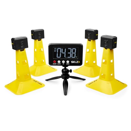 SKLZ Puertas de Velocidad – Sistema de Entrenamiento con Sensores,Cronómetro y Bolsa de Transporte,Mide hasta 45.72 Metros,Registra 50 Tiempos,Uso Interior/Exterior para Agilidad y Potencia