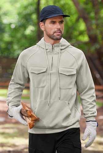 Men's Trendy Sweatshirt Loose Hoodies Casual Quarter 1/4 Zip Classic Fashion Pullover Brown XXL2