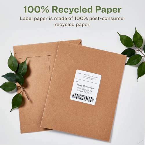 Image of Avery EcoFriendly Recycled Shipping Labels, 3-1 /3 inch x 4 inch, White, Permanent Label Adhesive, 600 Printable Labels (48464)