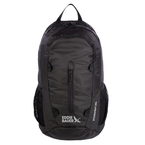 Eddie Bauer Stowaway Packable Backpack-Made from Ripstop Polyester, Onyx, 20L