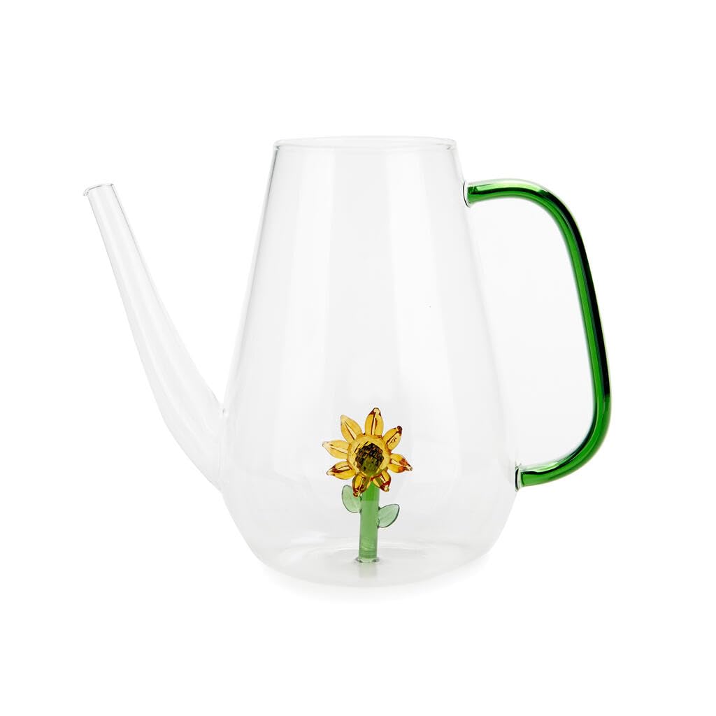Balvi Regadera Botanical Sunflower Color Amarillo Hecha a Mano en borosilicato Vidrio 1 L