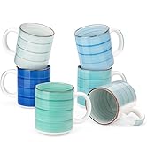 Vancasso BONITA Koffiekopjes, set van 6, kopjesset aardewerk, 480 ml koffiekopjes met handvat, espresso...