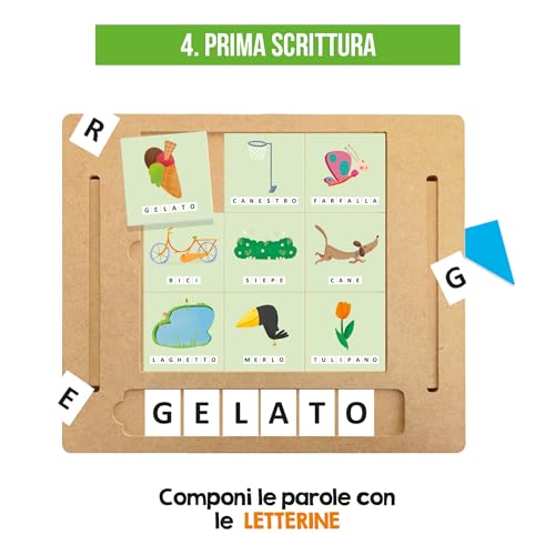 Headu Banchetto Legno Scuola Di Scrittura Disegno E Scrivo Più Di 100 Parole Con Il Metodo 7 Passi IT59513 Gioco Educativo Per Bambini 3-6 Anni Made In Italy - 8