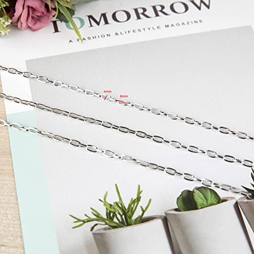 Umaokang 32.8 Feet Silver Stainless Steel Link Cable Chain Paperclip Oval Necklace Chains Bulk With Jump Rings Lobster Clasps Extender Chain For Diy Jewelry Making #TOP4