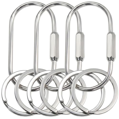 CMVFYL Secure Bag Charm Carabiner ClipBrass Screw Lock Keychain Locking Key Ring Holder for Purse Handbag Tote Bag Backpack Silver
