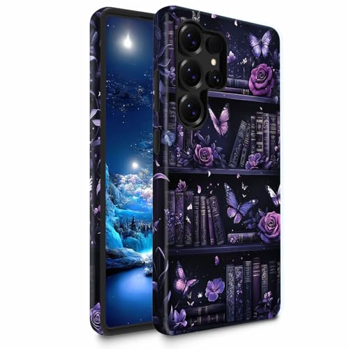 Bxgolkgd TPU+PC Phone Case for Galaxy S26 Ultra 6.9",Dual Layer Shockproof Protective Cover,Anti-Fall Rugged Shell for Men Women,Purple Bookcase