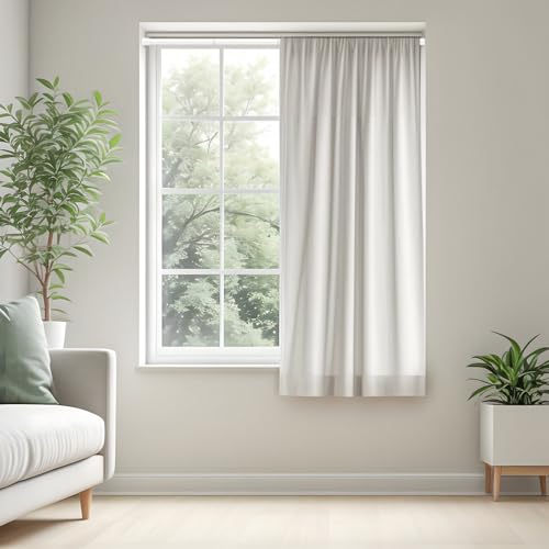 Image of AIZESI 2 Pack Spring Tension Curtain Rod 32 to 58 inch Adjustable Curtain Rods No Drilling Expandable Spring Loaded Curtain Rod for Windows Doors Kitchen Curtains, White