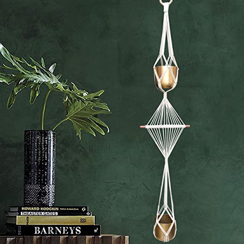 Image of ecofynd Cotton 3 Set Plant Hanger [Without Pot] | Rope Flower Pot Holder for Indoor Outdoor Balcony Garden Wall (COM08 /Pack of 3)