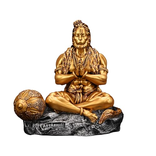 Image of Artarium Mahabali Hanuman Idol (7.48 Inch), Resin Bajrangbali Murti for Home Temple & Office Decor, Meditating Hanuman Ji Statue Showpiece for Pooja & Gifting