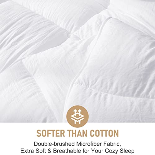 Dwr Down Alternative Comforter King | Bamboo Viscose Blend Microfiber Duvet Insert | Ultra-Soft Plush 250Gsm Medium Warm Quilted All-Season Comforter Insert With Tabs (104X88, White) #TOP3