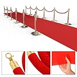 Red Carpet Runner 2.6 x 15 ft Carpet Aisle Runner Rug 55gsm Thickness with 4 Pieces Red Velvet Stanchion Rope Crowd Control Rope Barrier with Gold Color Plated Hooks, 5 Feet - Image 4