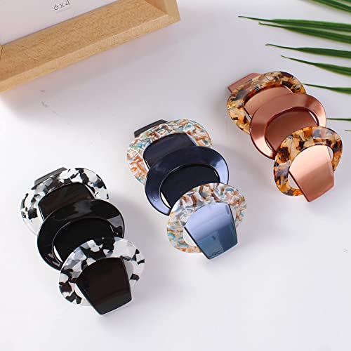 3 Pieces Hair Barrettes,Large Barrettes For Women,Hair Clips Barrettes French Rectangle Snap Hair Barrettes Acrylic Tortoise,Hair Clip For Thick And Medium Hairs,Hair Clips Snap… (Tortoiseshell-2) #TOP6