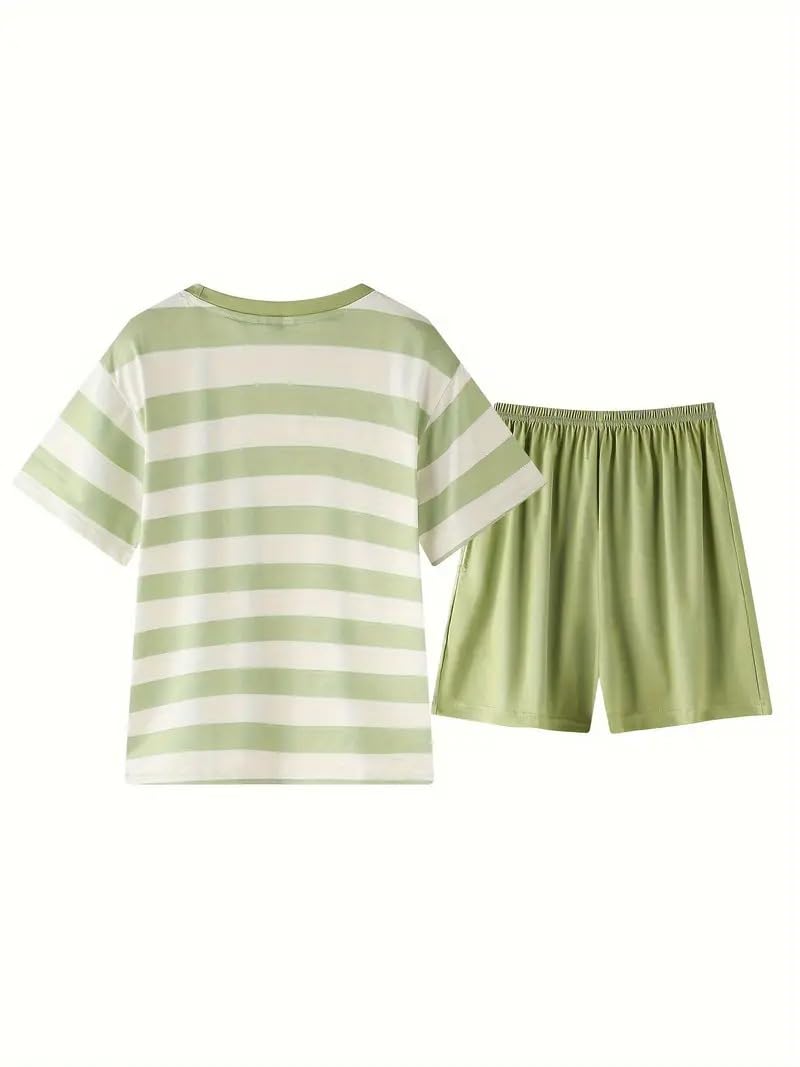 GEBET Style Women’s Night Suit|| Cute Printed Pajama Set with Half Sleeve Top & Pants|| Soft Cotton Loungewear White Green-image-29