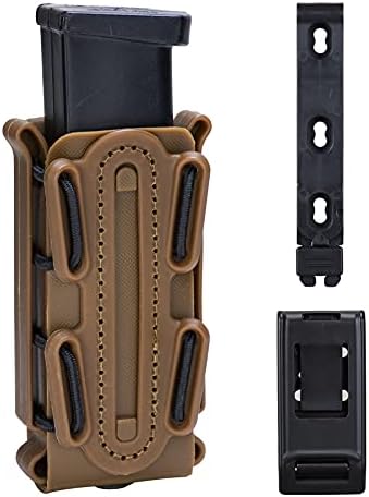 IDOGEAR Mag Pouch Pistol Magazine Pouches 9mm Softshell Adjustable Universal Mag Carrier .40 S&W .45 ACP with Belt&MOLLE Clips (Coyote Brown)