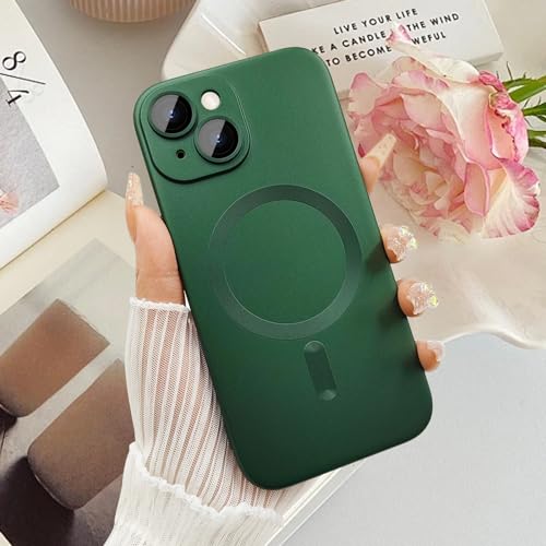 ankofave Magnetic Case for iPhone 14 Plus Phone Case for Women, Shockproof Matte Luxury Metallic Luster Design with Camera Lens Protector, Compatible with Magsafe for iPhone 14 Plus 6.7"-Deep Green by ankofave - Image 3