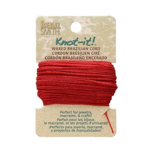 The Beadsmith Waxed Brazilian Cord – Dark Red, 0.7 mm Diameter, Light Wax, 15 Yards (13.7 m)