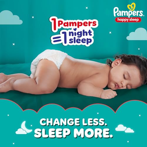 Image of Pampers Happy Sleep Pant Style Baby Diapers, Medium (M), 68 Count, 1 Pampers = 1 Night Sleep, with Anti Rash Shield, 7-12 Kg Diapers