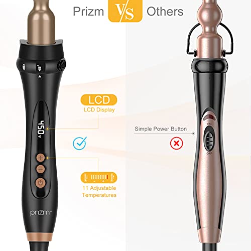 Prizm 5-In-1 Curling Iron Wand Set, Led Display, 11 Temp Settings, 0.6 To 1.25 Inch Interchangeable Tourmaline Ceramic Barrels, Hair Curler For Wavy/Air Bang/Ringlet/Spiral With Heat Resistant Glove #TOP2
