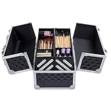 Yaheetech Beauty Case Alu Kosmetikkoffer schwarz Friseurkoffer Transportkoffer Etagenkoffer Nagel Koffer