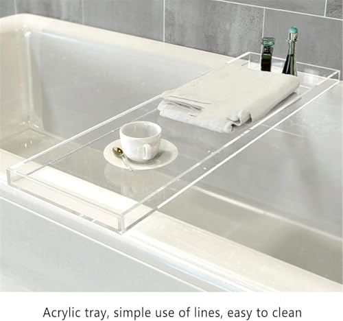 Bandeja transparente para bañera, estante ancho de acrílico para libros, bebidas, teléfono, organizador flotante impermeable para relajación en el baño y tiempo de spa