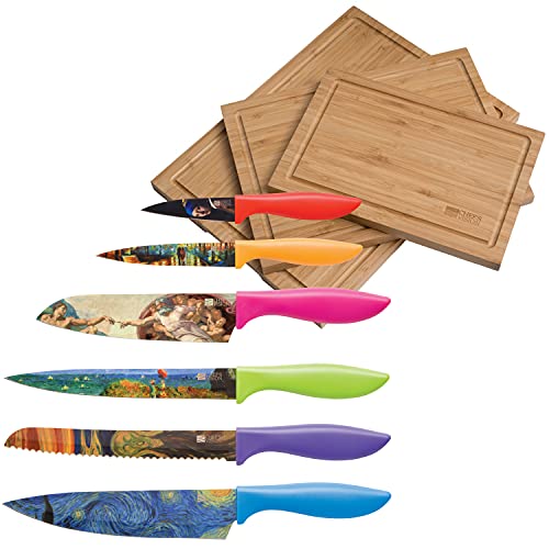 Masterpiece Knife Set Bundled With Slice Bright Bamboo Cutting Boards 3 Set #TOP14
