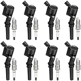 BDFHYK Ignition Coil Pack DG508 and Iridium Spark Plug SP493 SP479 Compatible with Ford F150 F250 1997-2010 Ford Explorer Crown Victoria 2003 2004 Ford Expedition Mustang Ford Coil Pack 5.4L Set of 8