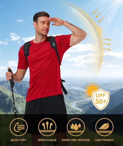 Image of 3 Pack Mens Swim Shirt Workout Shirts UPF 50+ Short Sleeve Rash Guard Fast Dry Sun Protection Lightweight Water Shirt