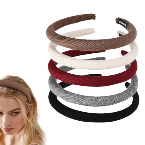 Mrltau Lot de 5 serre-têtes antidérapants pour femmes, serre-têtes tendance pour filles, finement rembourré accessoire de cheveux pour femmes, doux élastique et à la mode serre-tête