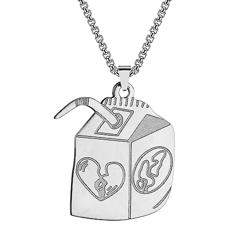 Stainless Steel Juice Box Necklace Hip Hop Necklace Streetwear Necklace for Men and Women
