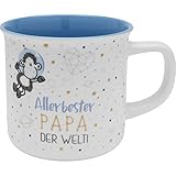 Tasse Allerbester Papa: Porzellantasse mit farbiger Innenglasur in Geschenkbanderole