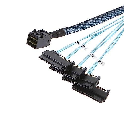 Câble SFF-8643 Mini SAS HD vers 4x SFF-8482 avec alimentation SAS 15 broches 12 Gbps 1m