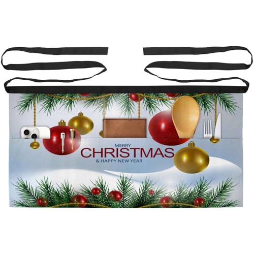 Lot de 3 tabliers courts de chef avec 3 poches pour cuisine