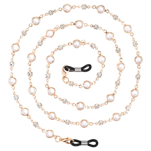 FdcZeyxior Crystal Beaded Eyeglasses Chain Gold Crystal Glasses Chain for Women and Girls Eyeglass Beads Chains Eye Glasses Holders Around Neck Eyeglass Chains for Women Strap Reading Lanyard