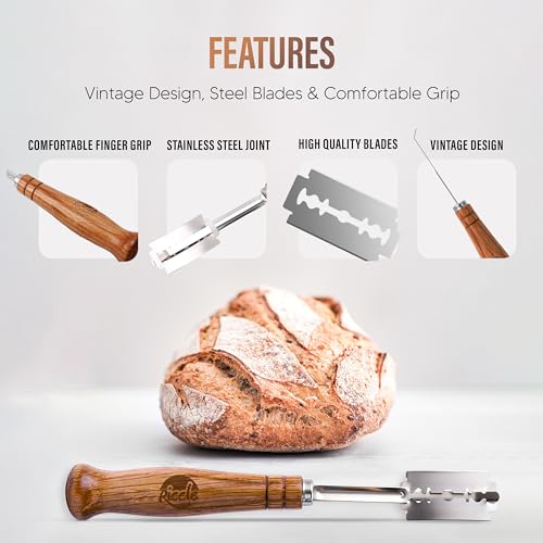 RICCLE Bread Lame Slashing Tool, Dough Scoring Knife with 15 Razor Blades and Storage Cover