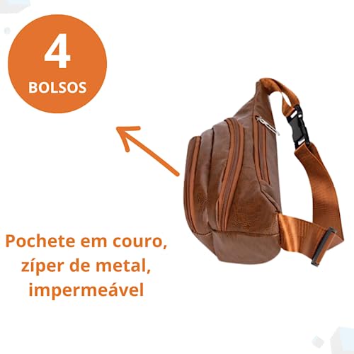 Pochete de couro sintético masculina, Bolsa de cintura com vários bolsos, viagens, caminhadas, cinto