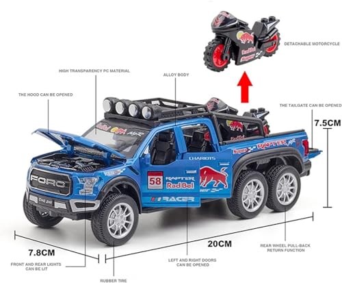 Image of Diecast Car Model 1 /28 for Ford Raptor F150 Pick-up Alloy Car Model Diecasts & Toy Metal Modified Off-Road Vehicles Car Model Simulation Kids Toy Gift(Yellow)