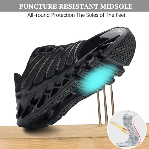 Steel Toe Shoes for Men Indestructible Work Shoes Lightweight Sneakers Puncture Proof Non Slip Composite Toe Safety Shoes3