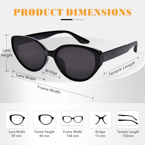 OPTOFENDY Polarized Cat Eye Sunglasses for Women, Trendy TR90 Sun Glasses, Lightweight Shades UV Protection, OP30334